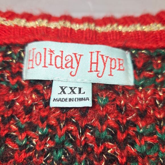 Holiday Hype Mens XXL Christmas Sweater Owl 3D Embroidered Long Sleeve - Picture 2 of 12